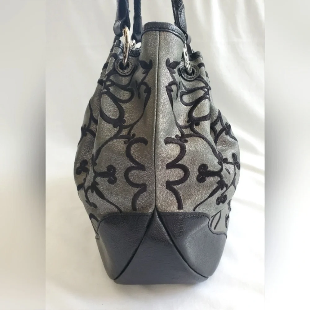 Brighton Valencia Gunmetal Pewter Floral Hobo Shoulder Handbag